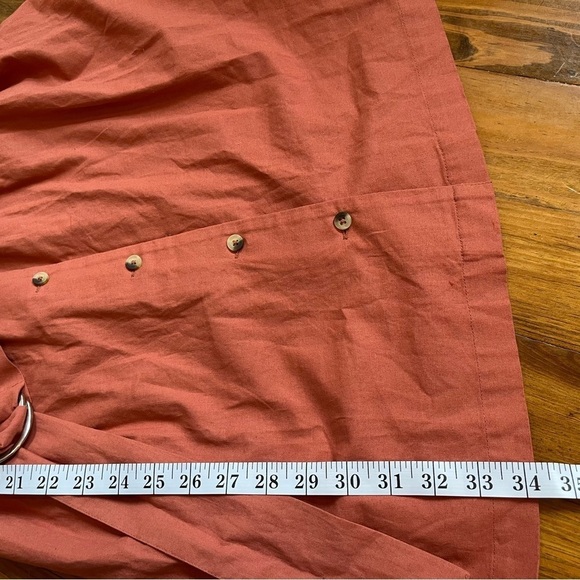 BA&SH Peach Organic Cotton Button Down Belted Cyrielle Dress in size  2 - Picture 9 of 12
